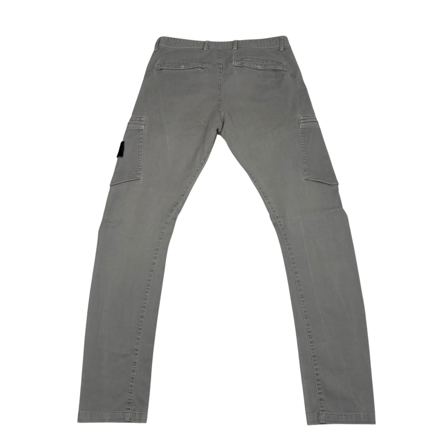 Stone Island Light Grey Zip Pocket Brushed Cotton Cargo Trousers