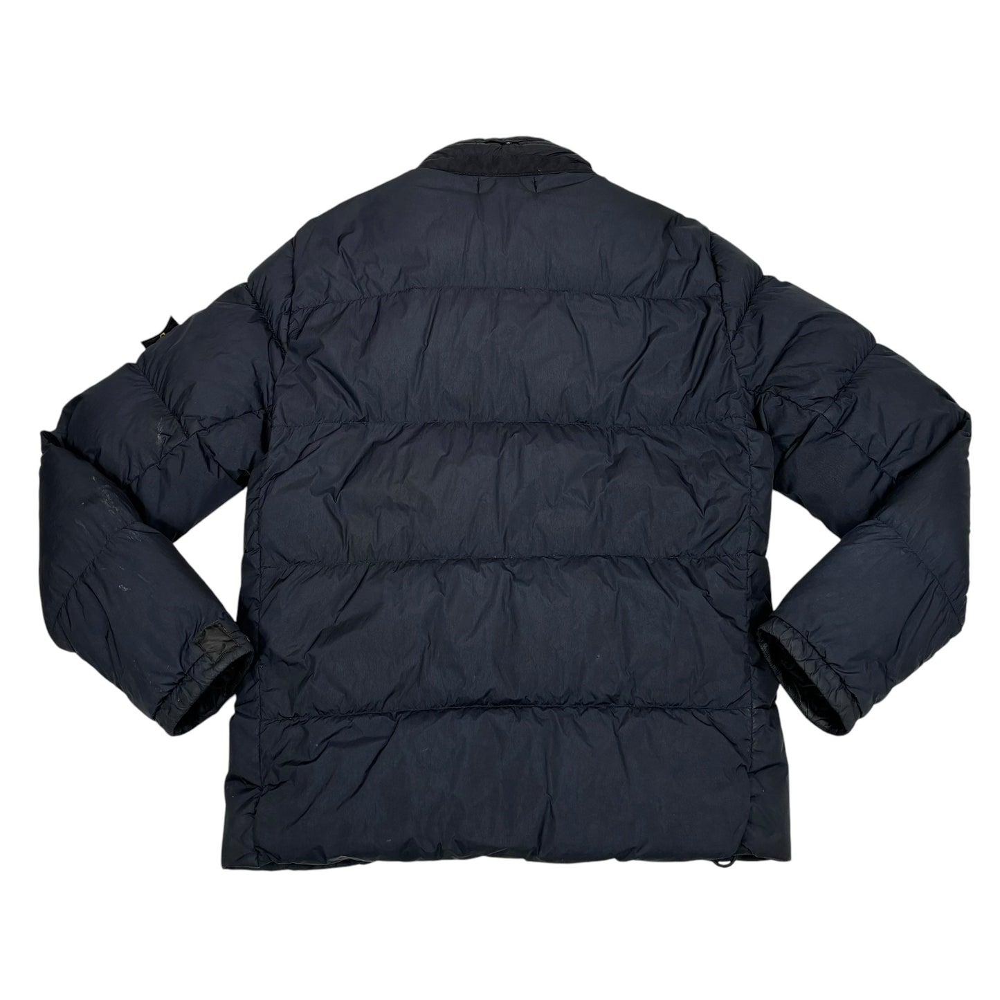 Stone Island Navy Blue Garment Dyed Crinkle Reps NY Down With Hidden Hood coat