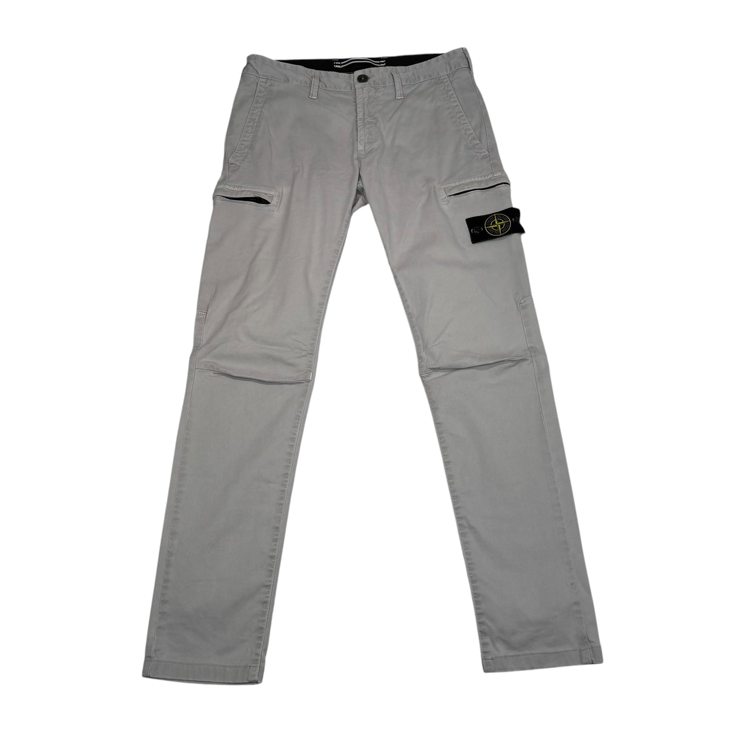 Stone Island Light Grey Compass-Patch Cotton Cargo Trousers