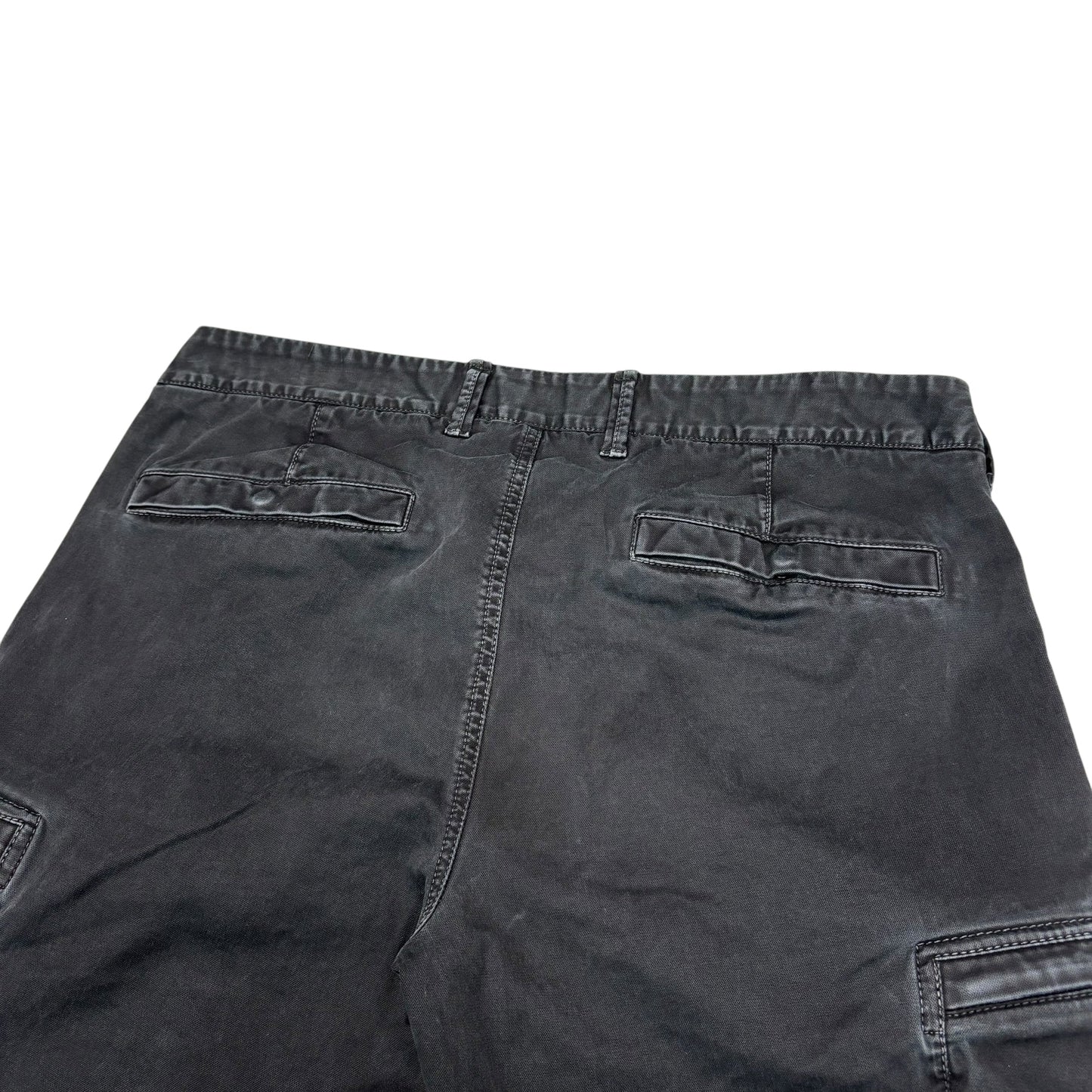 Stone Island Black Compass-Patch Cotton Cargo Trousers