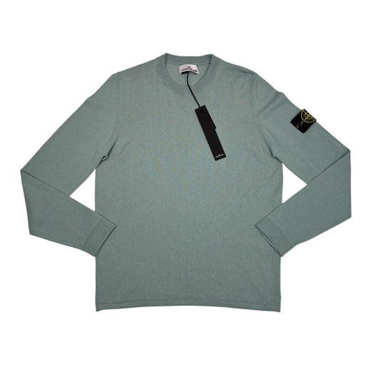 Stone Island Grey Lightweight Cotton Compass Patch Crewneck Jumper
