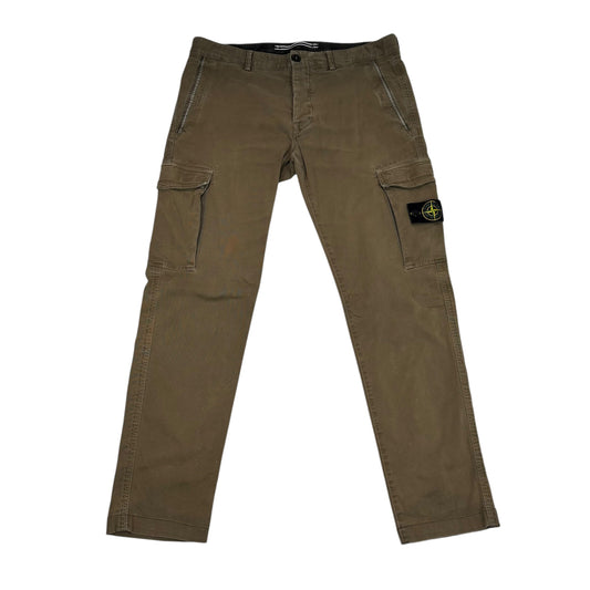 Stone Island Khaki Green Brushed Cotton Cargos