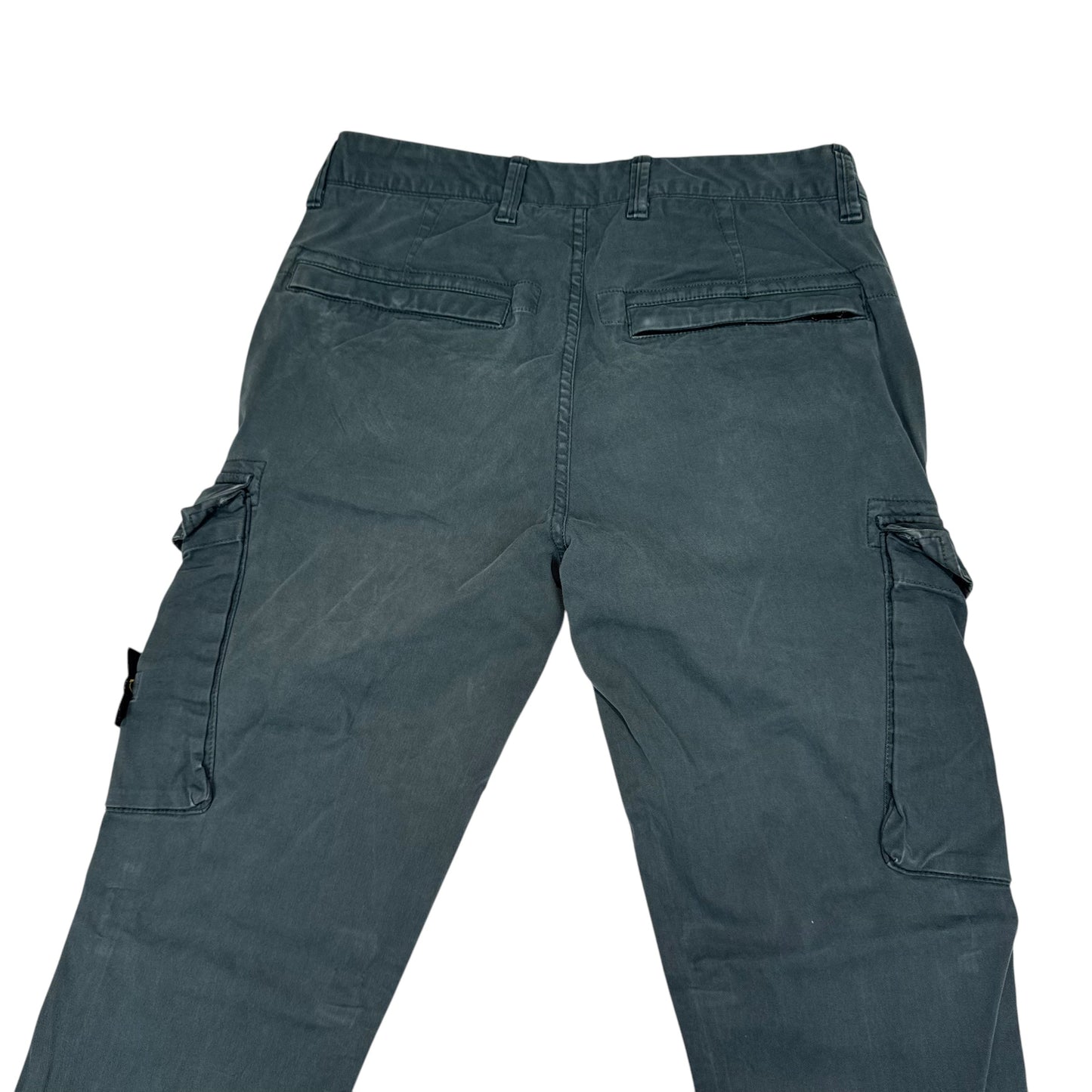 Stone Island Grey Brushed Cotton Compass-Patch Button Pocket Cargo Trousers