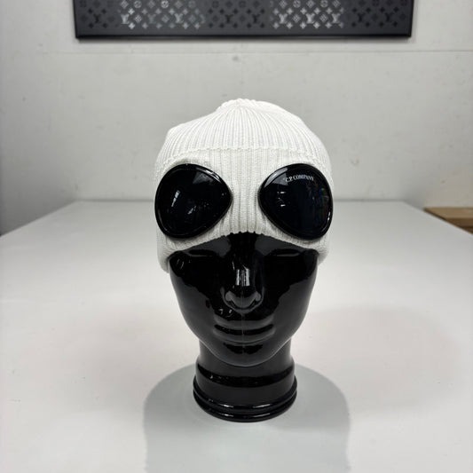 CP Company White Double Goggle lightweight Cotton Beanie