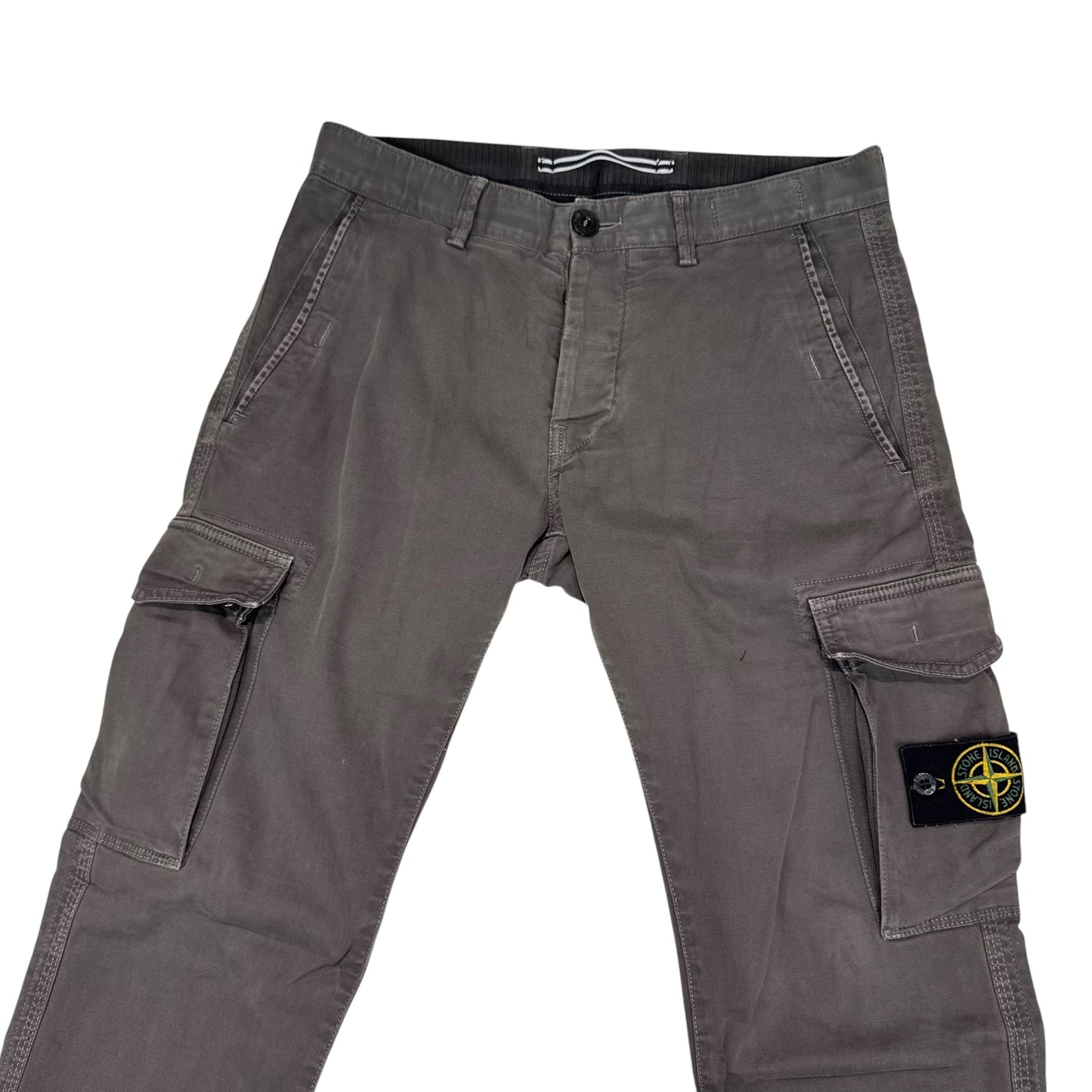 Stone Island Dark Green Brushed Cotton Cargo Trousers