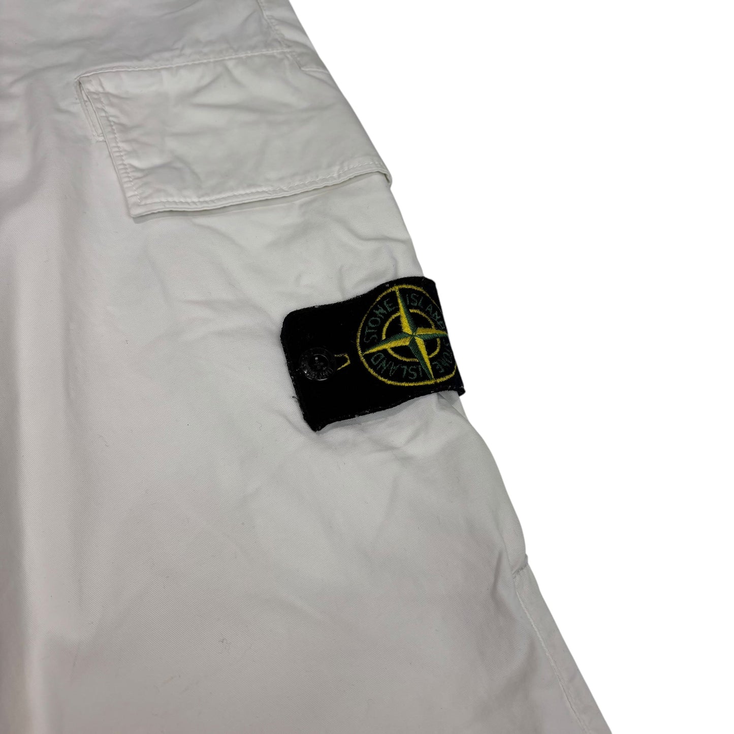 Stone Island White Compass-Patch Brushed Cotton Cargo Trousers