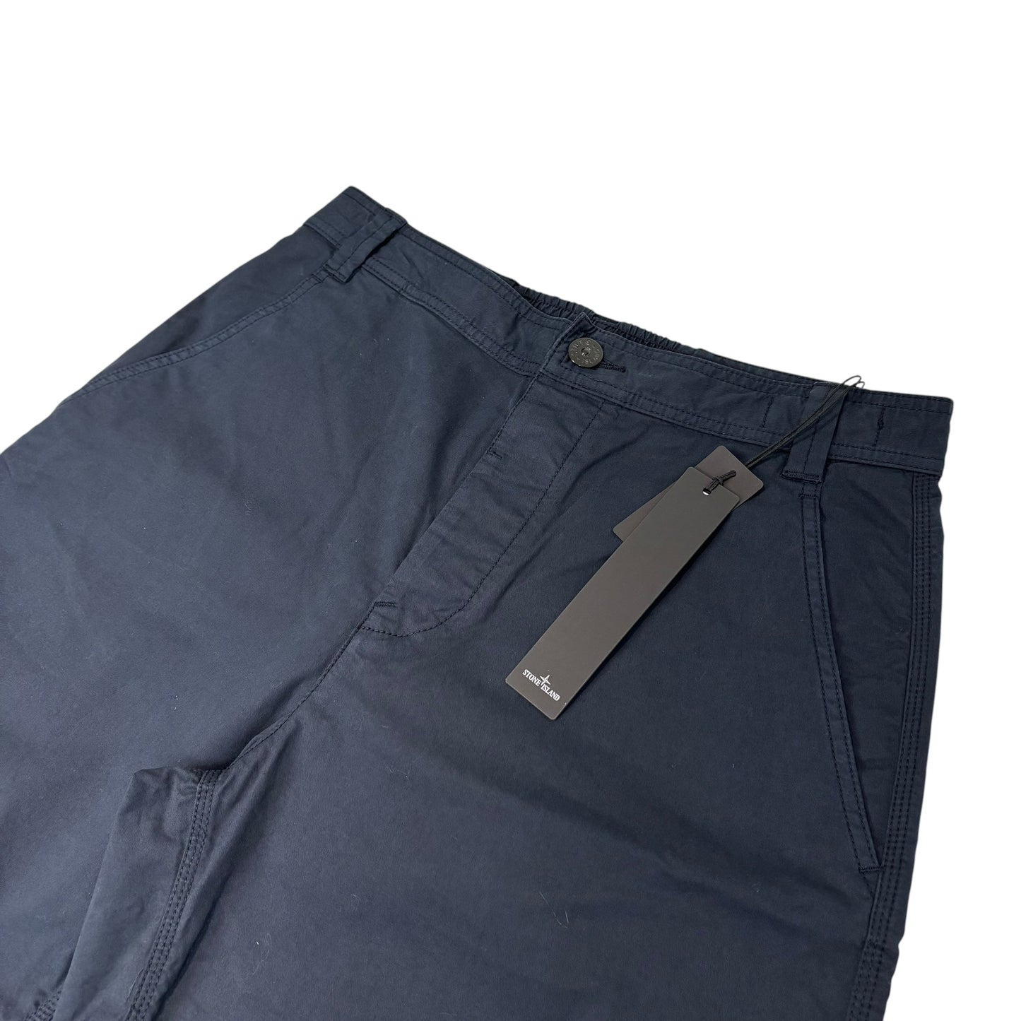 Stone Island Navy Blue Brushed Cotton Type LO-W Patch Logo Trousers