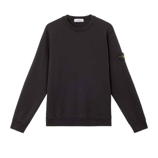 Stone Island Organic Cotton Fleece Crewneck Sweatshirt in Black
