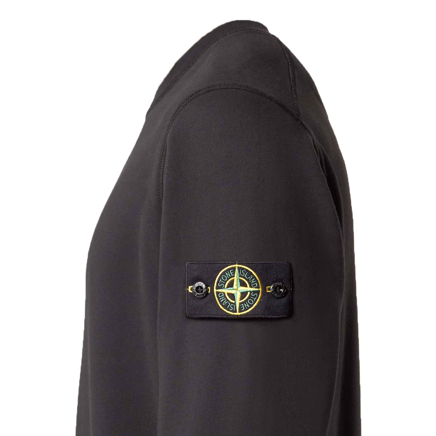 Stone Island Organic Cotton Fleece Crewneck Sweatshirt in Black