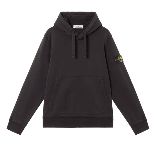 Stone Island Organic Cotton Fleece Hooded Sweatshirt in Black