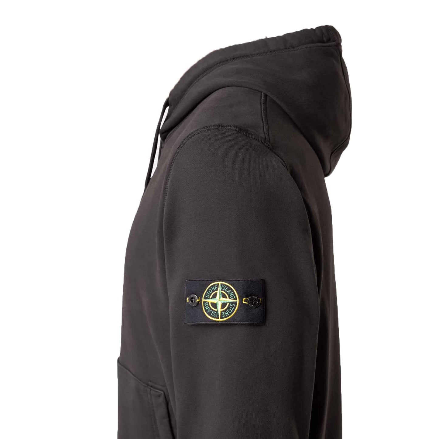 Stone Island Organic Cotton Fleece Hooded Sweatshirt in Black