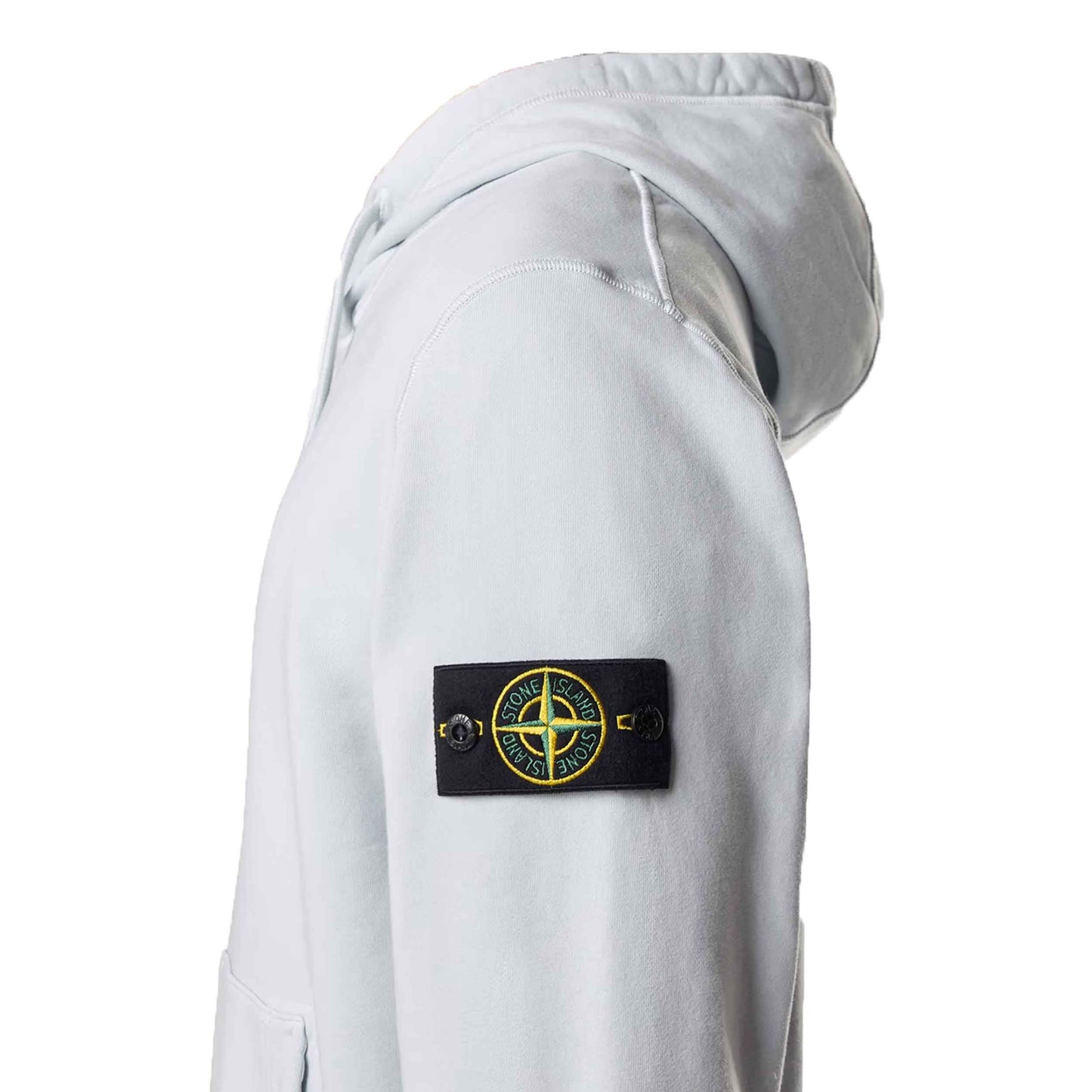 Stone Island Organic Cotton Fleece Hooded Sweatshirt in Sky Blue