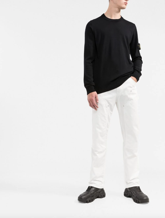 Stone Island logo-patch crew-neck jumper