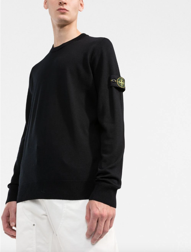 Stone Island logo-patch crew-neck jumper