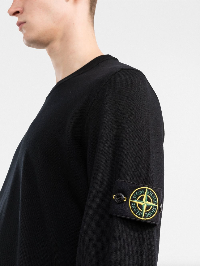 Stone Island logo-patch crew-neck jumper