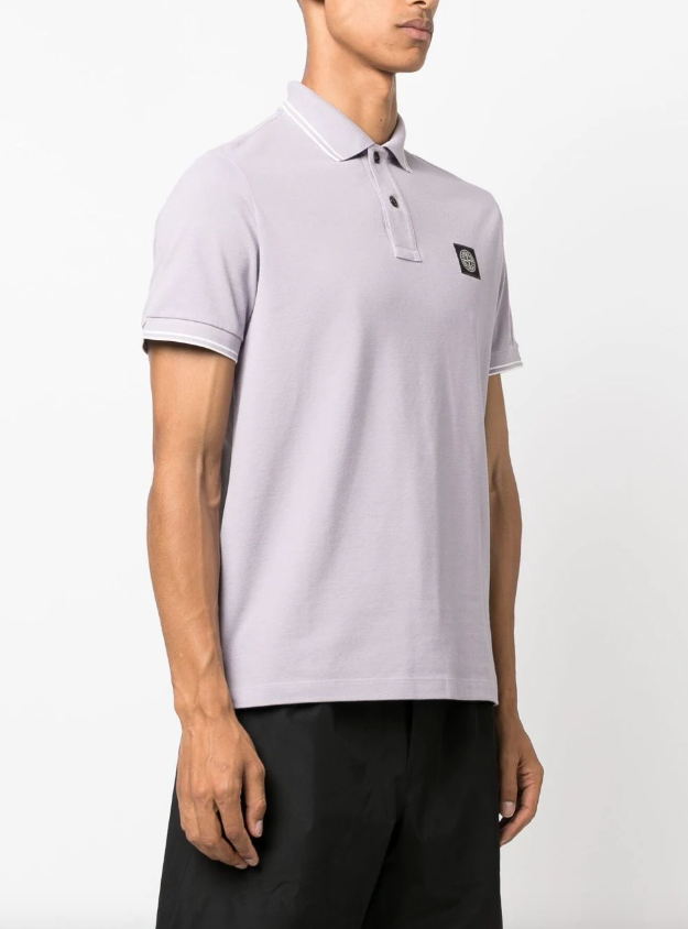 Stone Island logo-patch cotton polo shirt