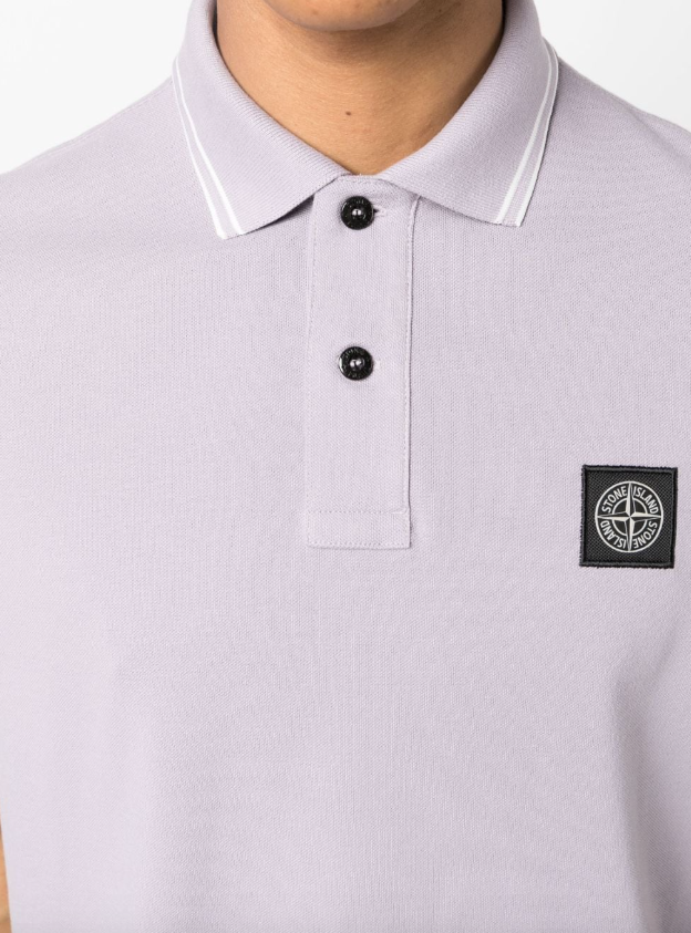 Stone Island logo-patch cotton polo shirt