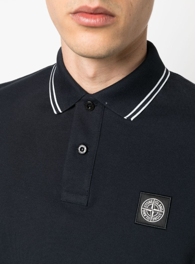 Stone Island Compass logo patch polo shirt