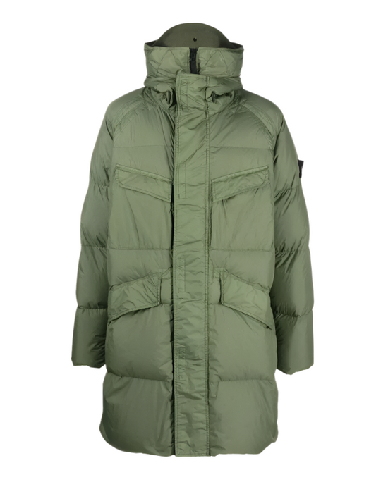 Stone Island compass-motif down jacket