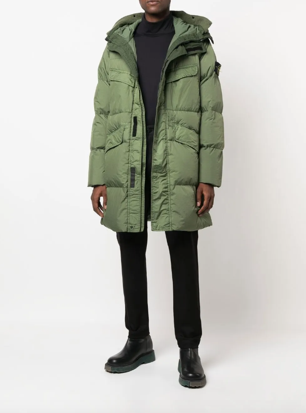 Stone Island compass-motif down jacket