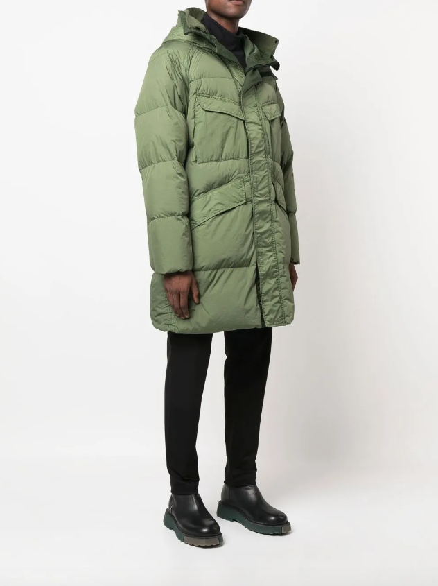 Stone Island compass-motif down jacket