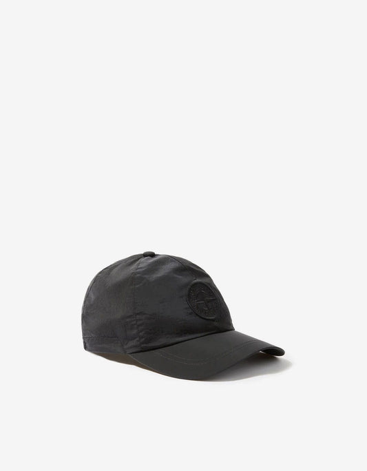 Stone Island Black Nylon Metal Cap