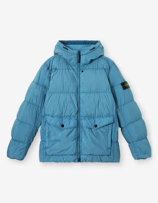 Stone Island Blue Crinkle Reps Ny. Down Jacket