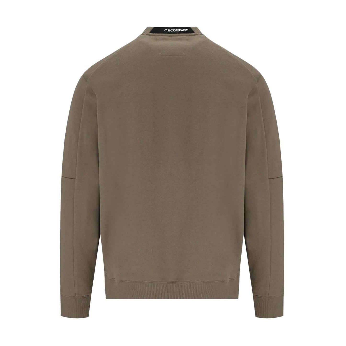 C.P. Company Diagonal Raised Fleece Crew Neck Lens Sweatshirt in Walnut- Beige
