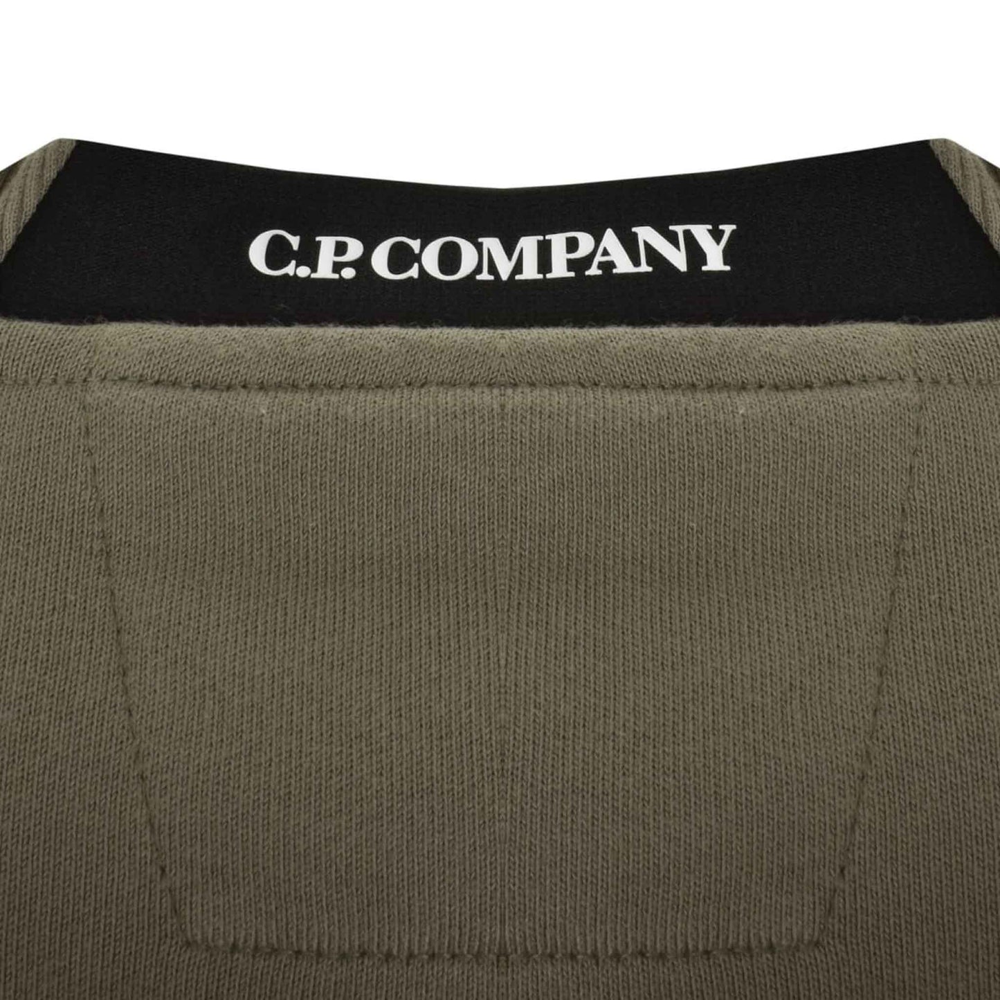 C.P. Company Diagonal Raised Fleece Crew Neck Lens Sweatshirt in Walnut- Beige