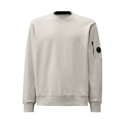 C.P. Company Diagonal Raised Fleece Crewneck Sweatshirt in Blue Fox- Grey