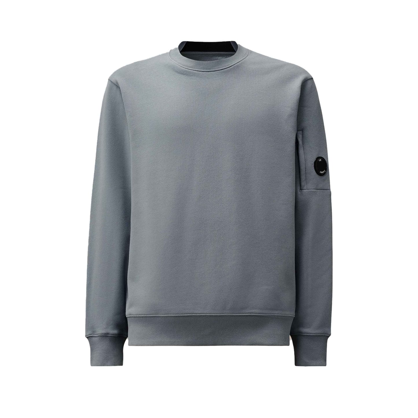 C.P. Company Diagonal Raised Fleece Crewneck Sweatshirt in Stormy Weather- Blue