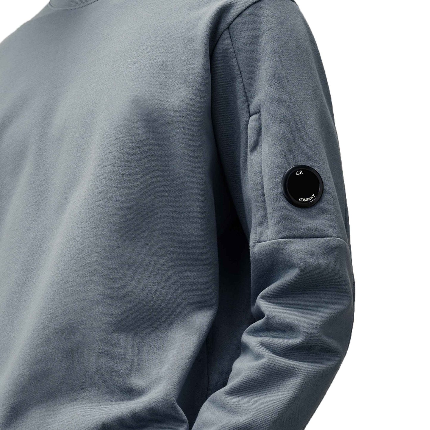 C.P. Company Diagonal Raised Fleece Crewneck Sweatshirt in Stormy Weather- Blue