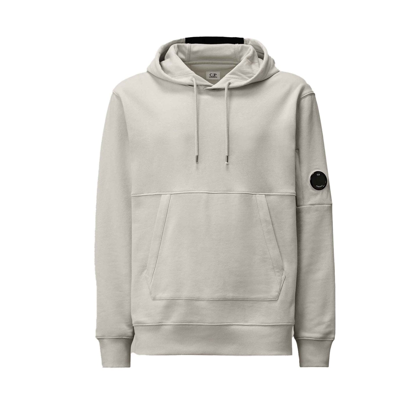 C.P. Company Diagonal Raised Fleece Lens Hooded Sweatshirt in Blue Fox- Grey