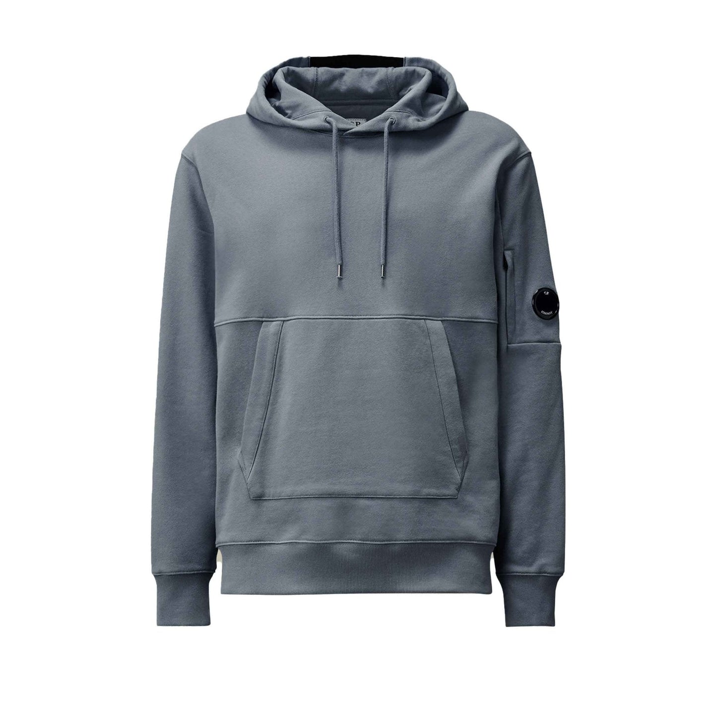C.P. Company Diagonal Raised Fleece Lens Hooded Sweatshirt in Stormy Weather- Blue