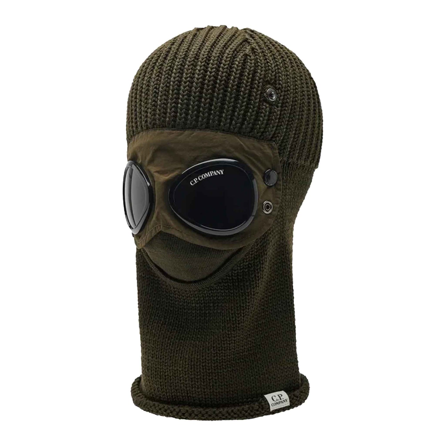C.P. Company Extra Fine Merino Wool Goggle Balaclava in Ivy Green