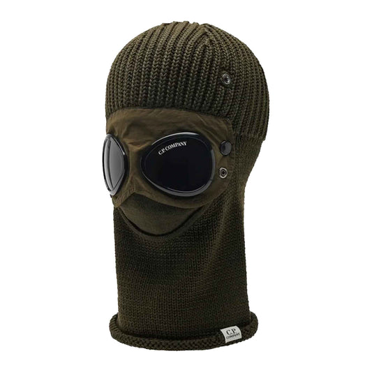 C.P. Company Extra Fine Merino Wool Goggle Balaclava in Ivy Green