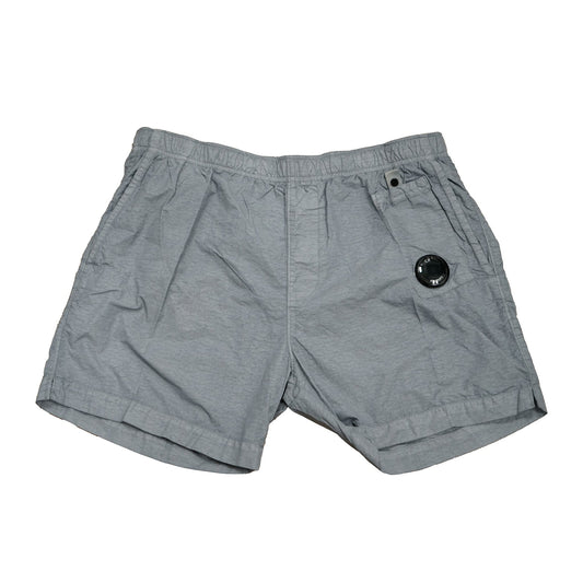 C.P. Company Flatt Nylon Utility Lens Swimshorts in Limestone- Grey