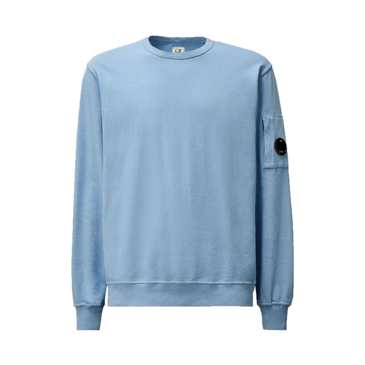 C.P. Company Light Fleece Lens Crewneck Sweatshirt in Coast- Light Blue