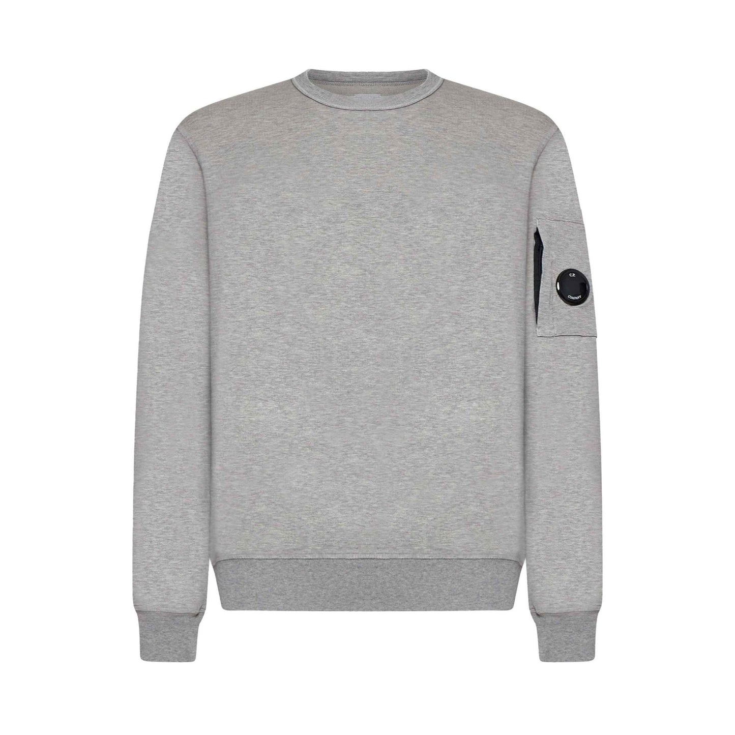 C.P. Company Light Fleece Lens Crewneck Sweatshirt in Greystone Melange