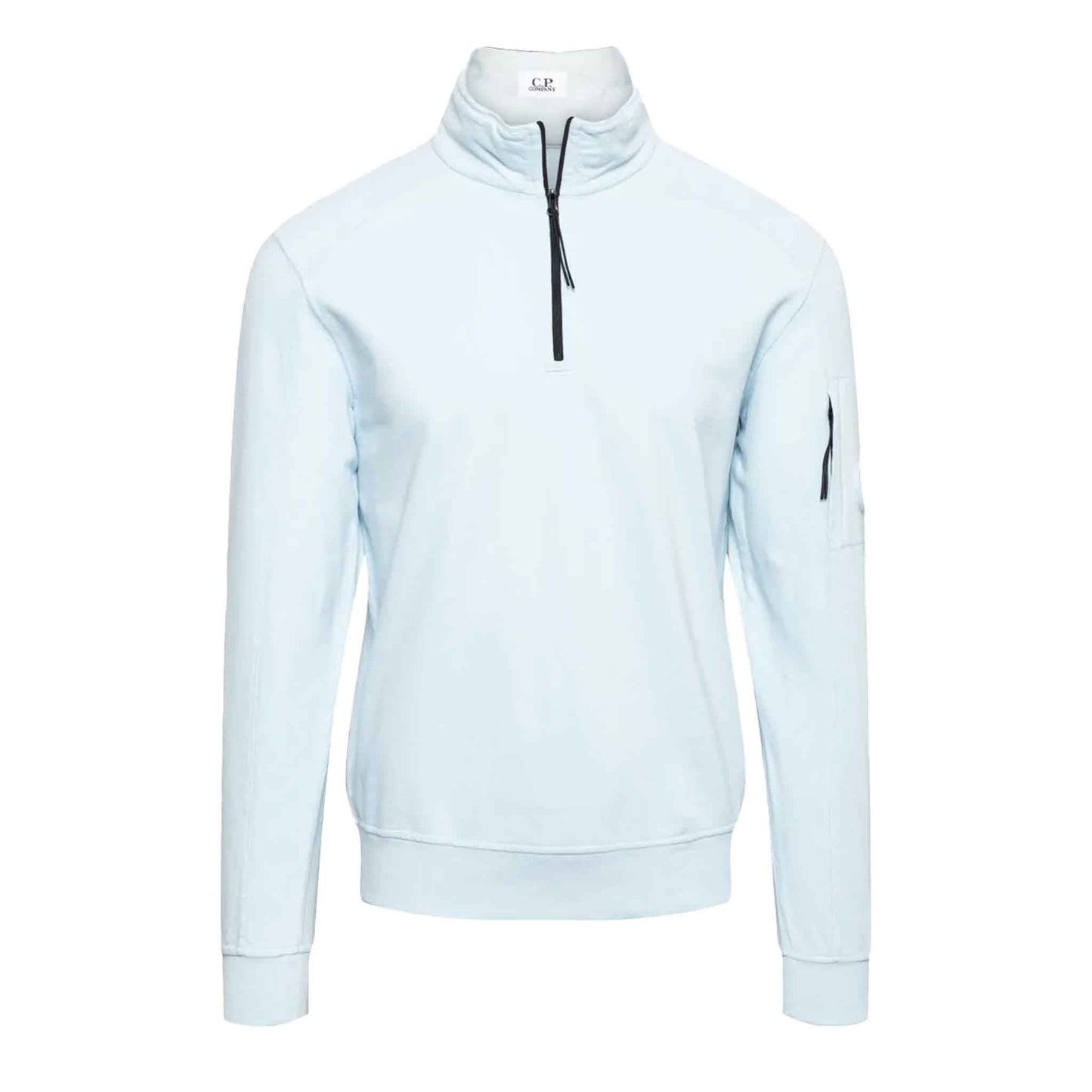 C.P. Company Light Fleece Lens Polo Collar Sweatshirt in Sky Blue