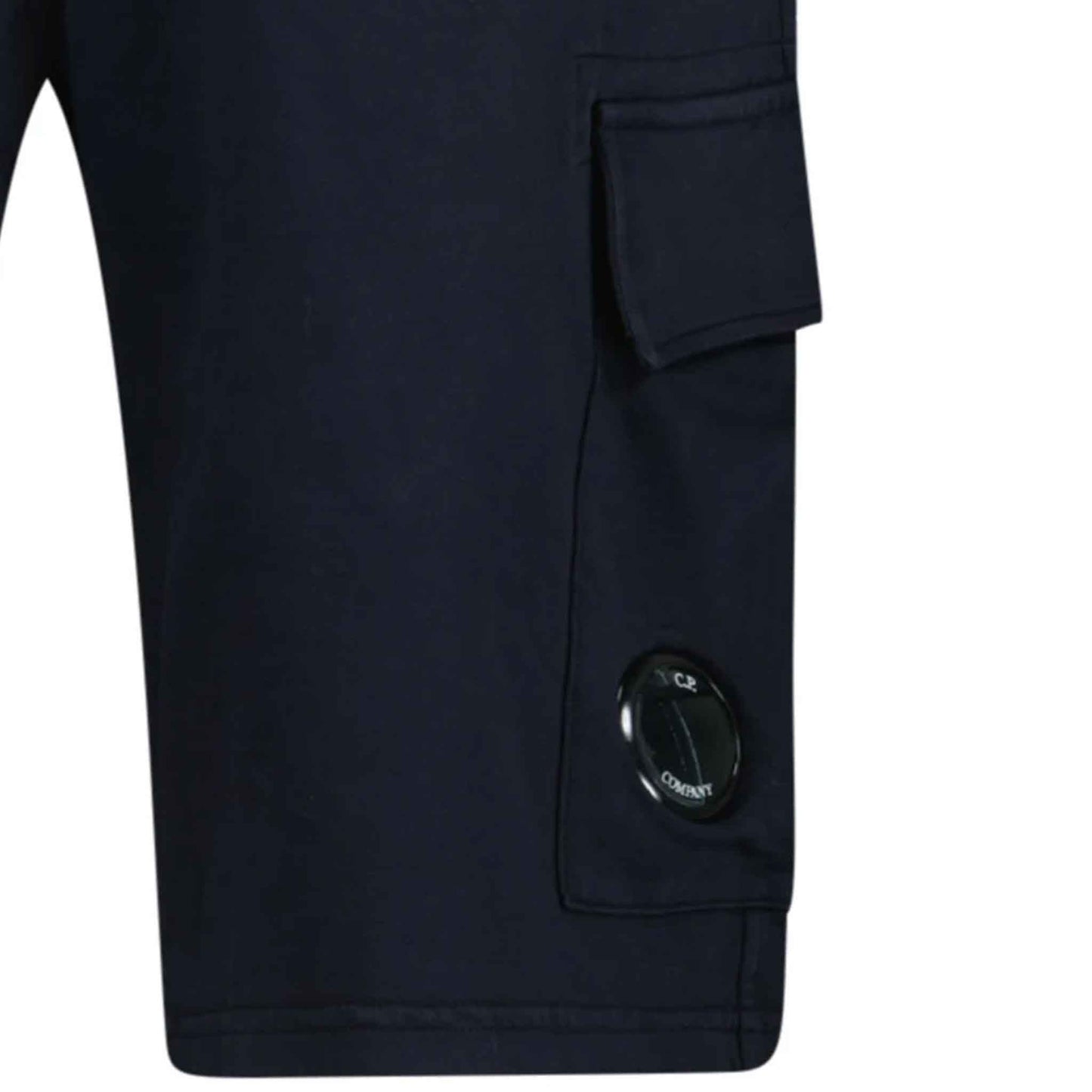 C.P. Company Light Fleece Lens Shorts in Total Eclipse- Navy