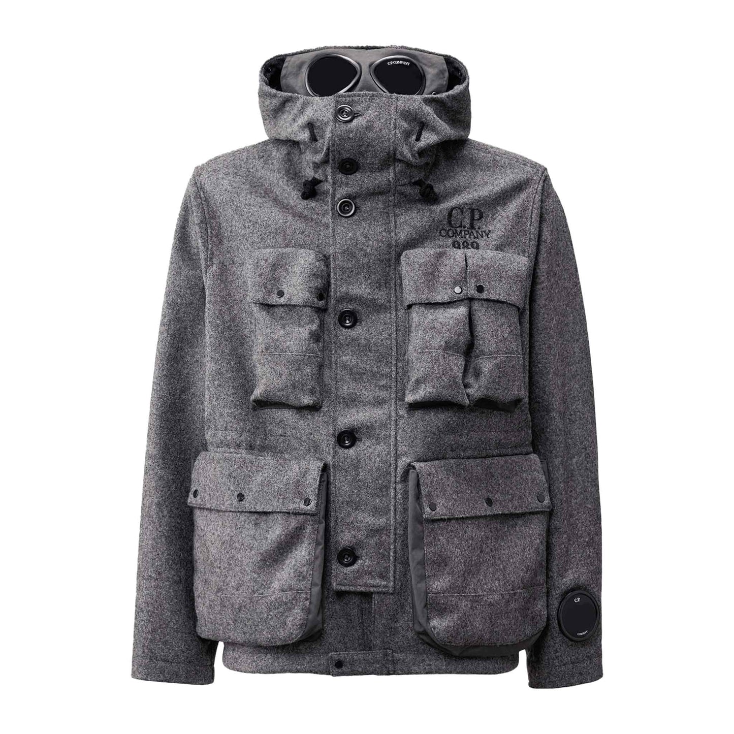 C.P. Company Shetland Twill Mile Jacket in Anthracite Melange- Grey