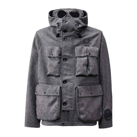 C.P. Company Shetland Twill Mile Jacket in Anthracite Melange- Grey