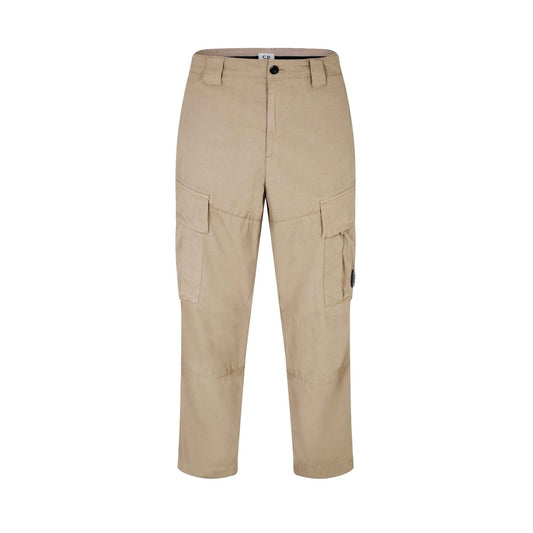 C.P. Company Stretch Sateen Lens Cargo Pants in Vintage Khaki- Beige