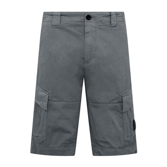 C.P. Company Stretch Sateen Lens Cargo Shorts in Stormy Weather- Blue