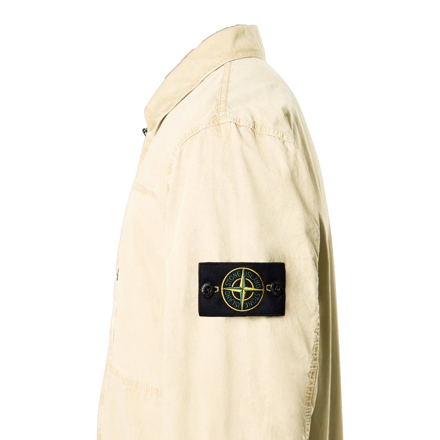 Stone Island Brushed Cotton Canvas "Old" Effect Overshirt in Sand