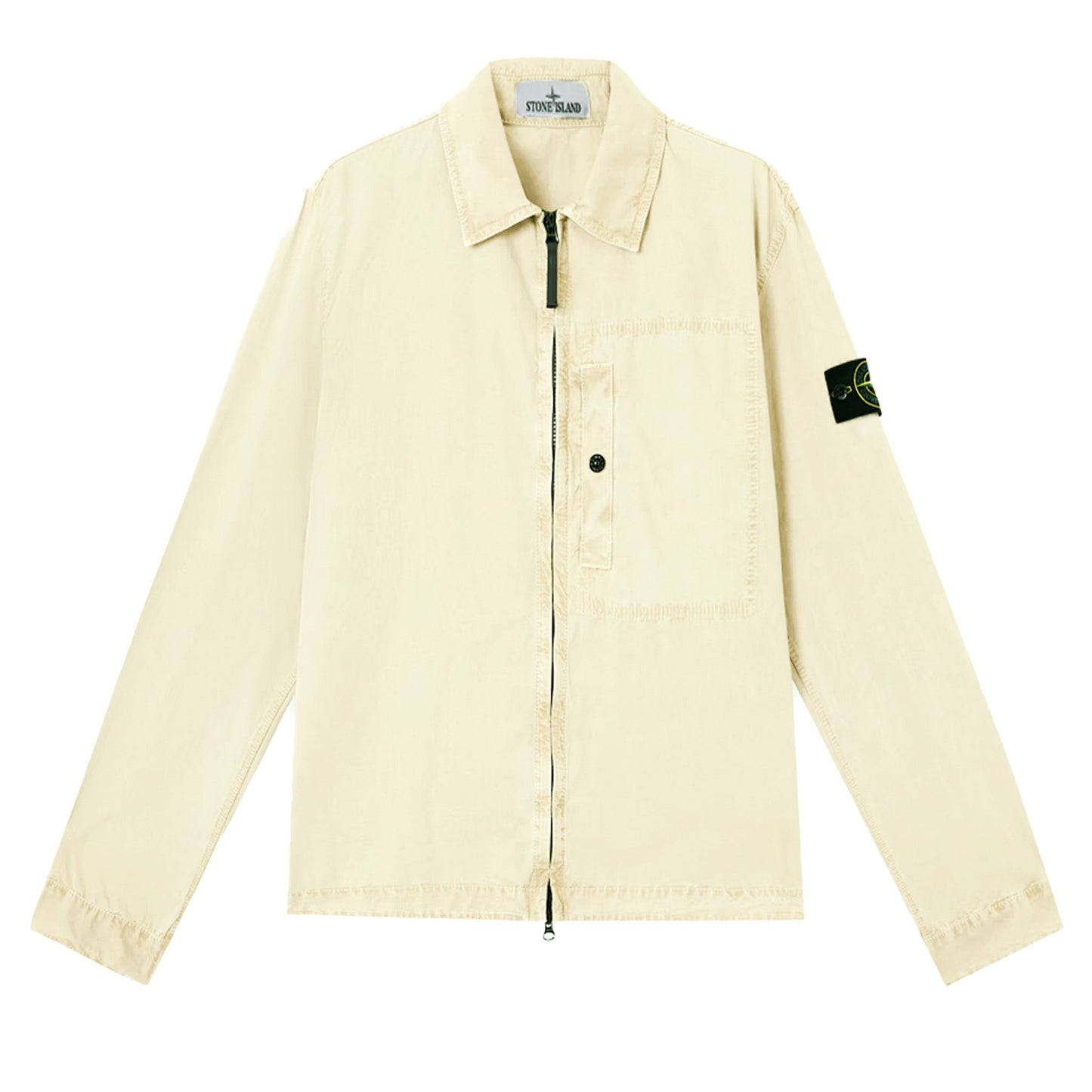 Stone Island Brushed Cotton Canvas "Old" Effect Overshirt in Sand