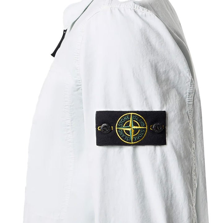 Stone Island Brushed Cotton Canvas "Old" Effect Overshirt in Sky Blue