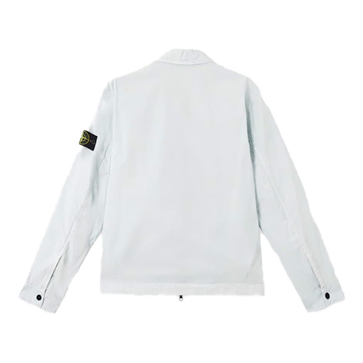 Stone Island Brushed Cotton Canvas "Old" Effect Overshirt in Sky Blue