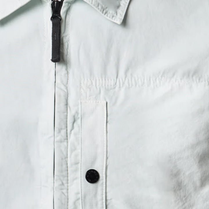 Stone Island Brushed Cotton Canvas "Old" Effect Overshirt in Sky Blue